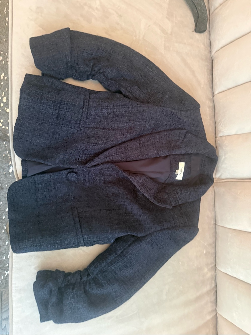 DREW Navy Textured Women's Blazer